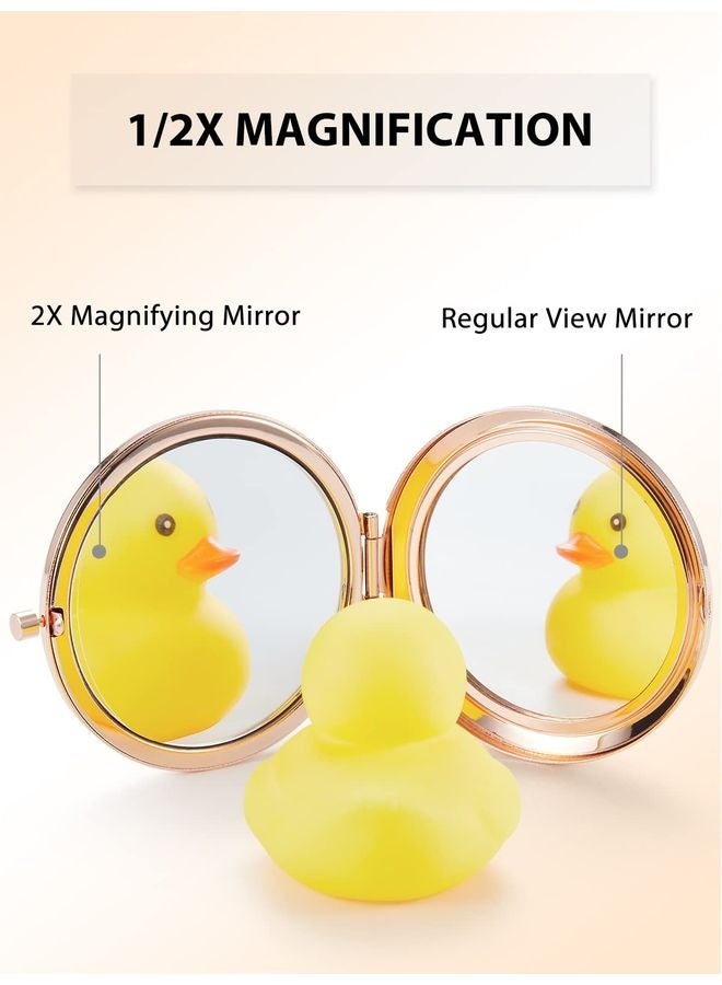 هومستر مرآة صغيرة للحفظ، مرايا مكياج جيب معدنية مكبرة على الوجهين 1X/2X (مستديرة، روز جولد) - Image 3
