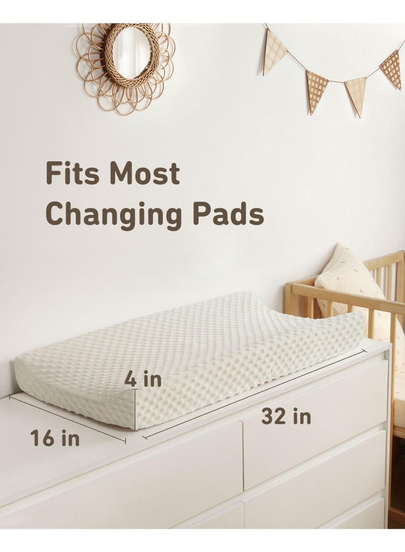 Babebay Babebay Changing Pad Cover, Ultra Soft Minky Dots Plush Changing Table Covers for Baby Boys and Girls, Breathable, 2 Pack (Roman Green & Lily White)  - Image 4
