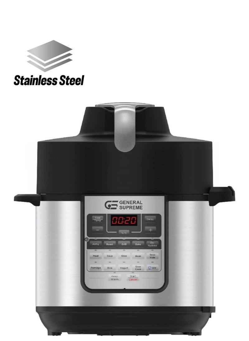 GENERAL SUPREME Pressure Cooker and Air Fryer 2 in 1, Capacity 5.7 Liters, 1500 Watts,  - Image 1