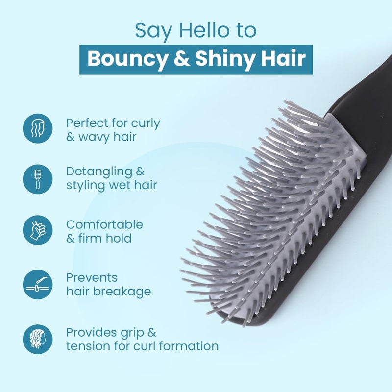 Rey Naturals Rey Naturals Hair Styling Brush Curl Defining Hair Brush for Thick Curly Wavy Hair Hair Comb Hair Brush for Women Men Black - Image 4