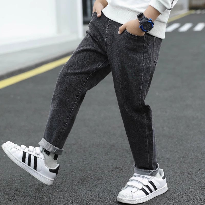 Boys' Jeans Big Boys Children'S Black Spring Wear Soft Pants - Image 2