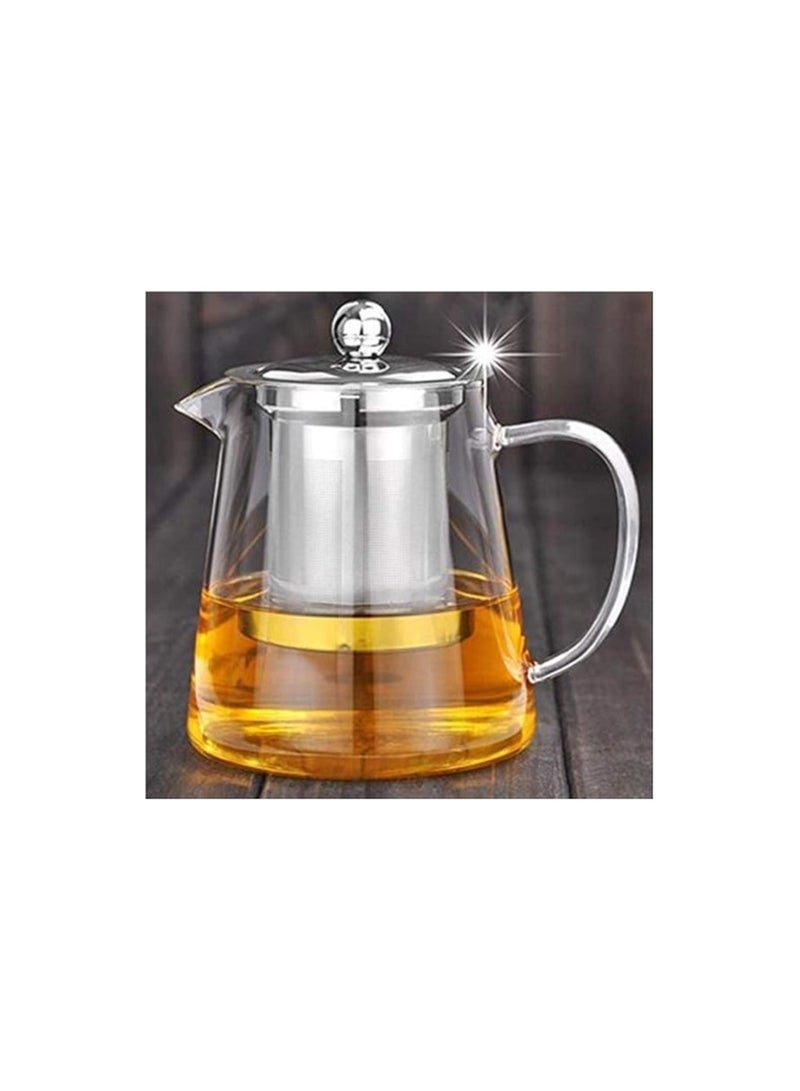LIHAN 450ml Glass Teapot Stovetop with Stainless Steel Removable Infuser Tea Pot,Mini Size Glass Borosilicate Clear Teapot Tea Kettle,for Blooming Tea and Loose Leaf Tea Maker Tea  - Image 1