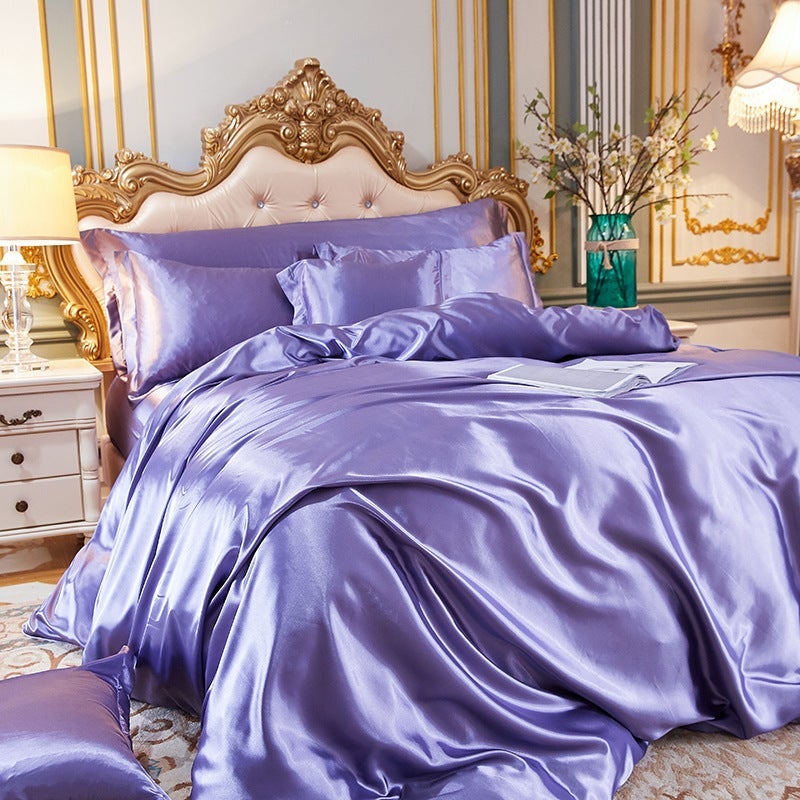 Washed Silk Four-Piece Set Silky Silk Quilt Cover Bed Sheets Ice Silk Bed Sheets 1.8M Bedding Dropshipping - Image 1