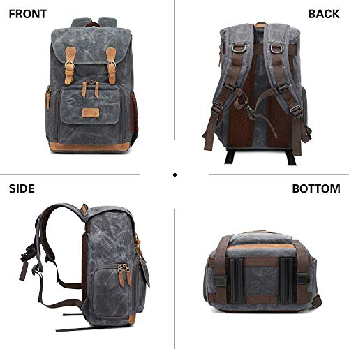 UBAYMAX Camera Backpack, DSLR SLR Waterproof Canvas Camera Bags Rucksack 15.6 inch Laptop Bag Travel Bag for Canon Nikon Sony Camera and Lens Tripod Accessories - Image 2
