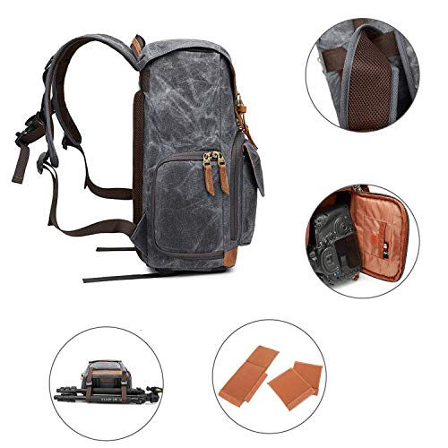 UBAYMAX Camera Backpack, DSLR SLR Waterproof Canvas Camera Bags Rucksack 15.6 inch Laptop Bag Travel Bag for Canon Nikon Sony Camera and Lens Tripod Accessories - Image 5