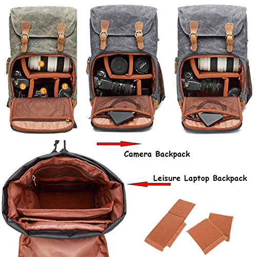 UBAYMAX Camera Backpack, DSLR SLR Waterproof Canvas Camera Bags Rucksack 15.6 inch Laptop Bag Travel Bag for Canon Nikon Sony Camera and Lens Tripod Accessories - Image 4
