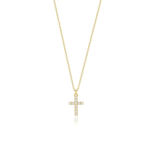 Zeffy Cross Necklace for Women 18k Gold Plated Cubic Zirconia Tiny Cross Pendant Necklace Simple Layered Cross Necklaces for Women - Image 1