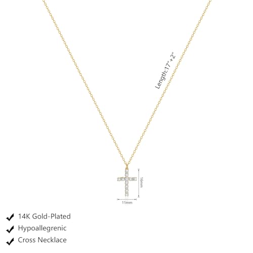 Zeffy Cross Necklace for Women 18k Gold Plated Cubic Zirconia Tiny Cross Pendant Necklace Simple Layered Cross Necklaces for Women - Image 5