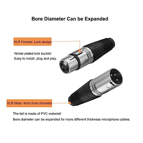 Eightnoo 2 Male + 2 Female 3 Pin XLR Solder Type Microphone Line Plug Connector Mic Audio Socket (Pack of 4) - Image 4