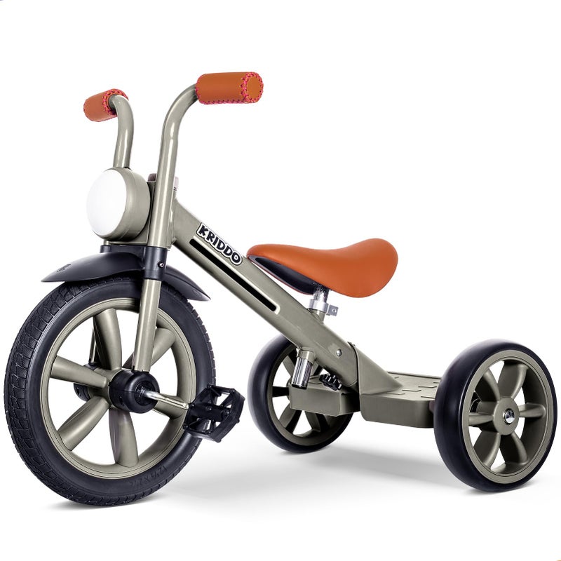 KRIDDO Kids Tricycles Age 2 Years to 5 Years 12 Inch Puncture Free Rubber Wheel w Front Light Kids Trike for 25 to 5 Year Old Gift Toddler Tricycles for 25 Year Olds Trikes for Toddlers Grey - Image 3