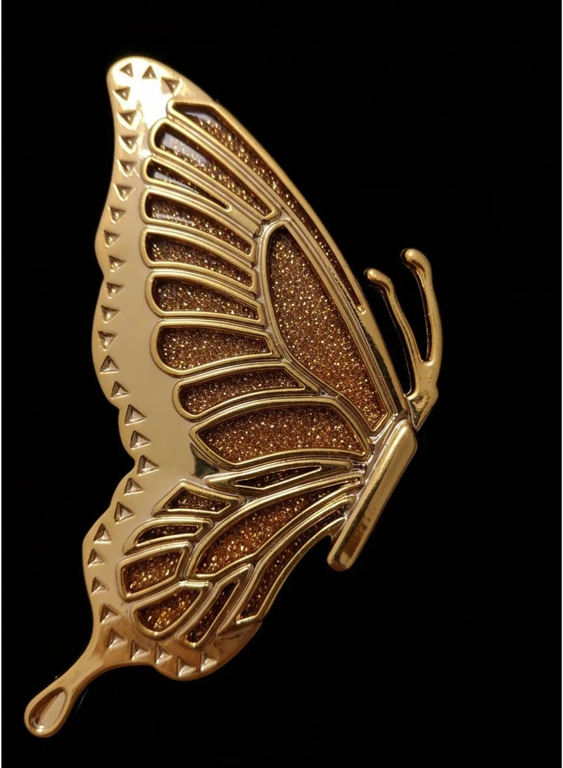 iPhone 17 Pro Case with Butterfly Kickstand，【Anti-Yellowing】Crystal Clear  Military-Grade Protection Airbag Shockproof Back Cover, Ultra Slim Phone Case for iPhone 17 Pro——Golden - Image 3