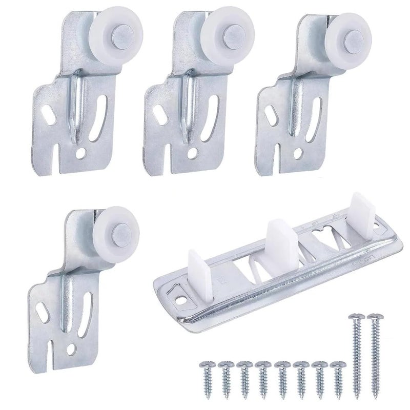 Laoha Quiet Glide Sliding Door Roller Set, Top-Hung Sliding Door Hardware Roller & Track Kit, 5-Piece Wardrobe Closet Door Repair Replacement Set - Image 1