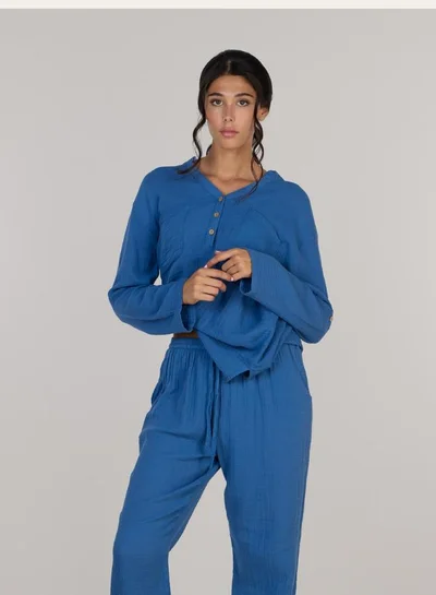 Just Nature Relaxed V-Neck Long Sleeve Top