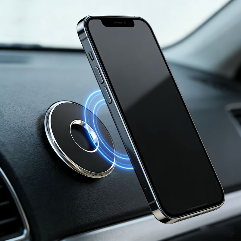 Silver Silver Metal Aluminum Alloy Strong Magnetic Car Phone Holder With Mounting Sheet - Image 2