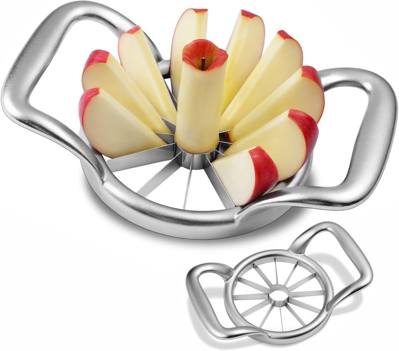 LIIGEMI 5.5 Inch Extra Large Apple Slicer,12-Slice Thin Apple Slicer and Corer,Cutter, Divider, Wedger for Fruits and Vegetables，Gifts for Mom，Sharp and Sturdy，Easy to Use（Silver） - Image 1