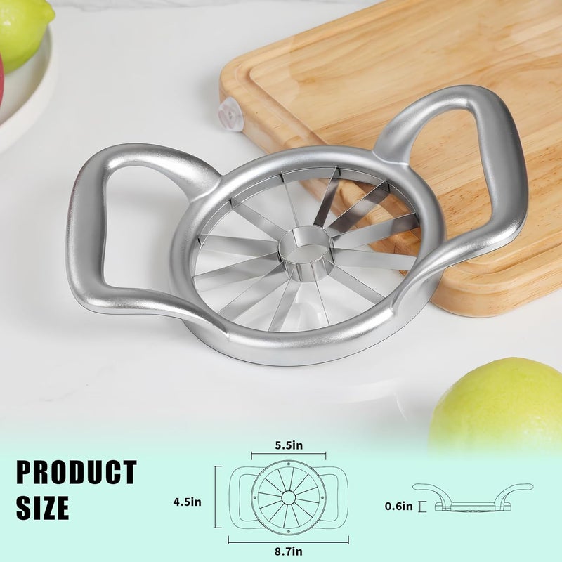 LIIGEMI 5.5 Inch Extra Large Apple Slicer,12-Slice Thin Apple Slicer and Corer,Cutter, Divider, Wedger for Fruits and Vegetables，Gifts for Mom，Sharp and Sturdy，Easy to Use（Silver） - Image 4
