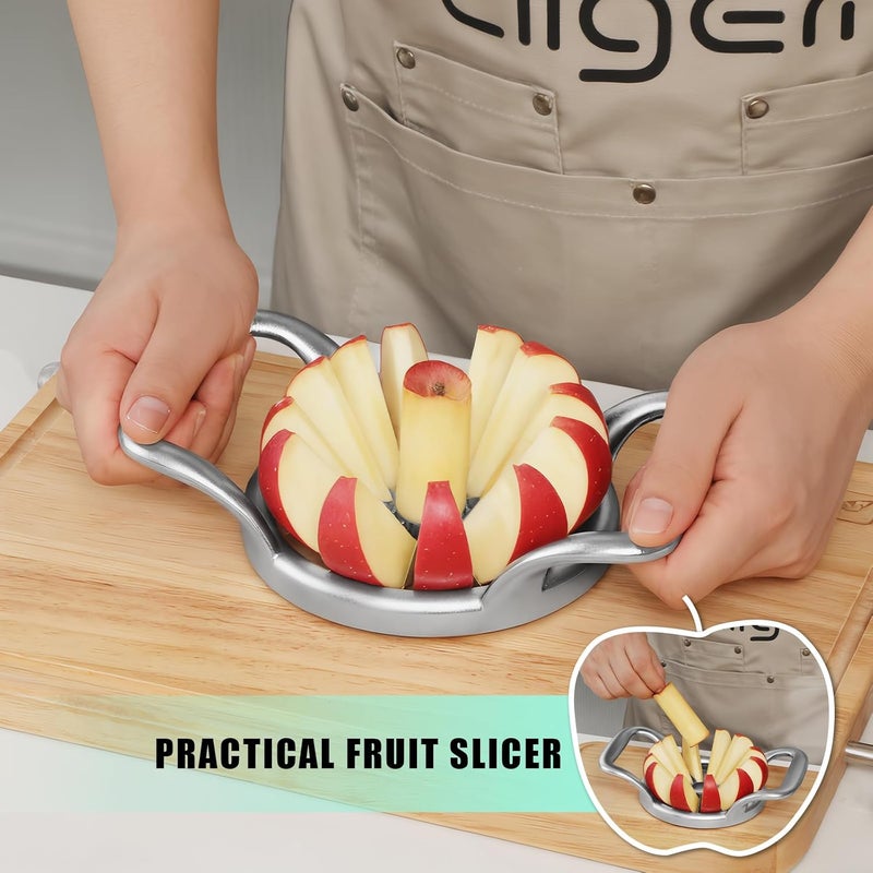 LIIGEMI 5.5 Inch Extra Large Apple Slicer,12-Slice Thin Apple Slicer and Corer,Cutter, Divider, Wedger for Fruits and Vegetables，Gifts for Mom，Sharp and Sturdy，Easy to Use（Silver） - Image 5
