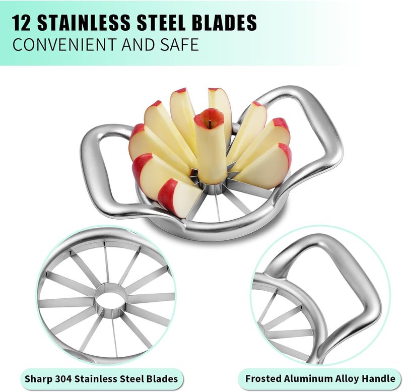 LIIGEMI 5.5 Inch Extra Large Apple Slicer,12-Slice Thin Apple Slicer and Corer,Cutter, Divider, Wedger for Fruits and Vegetables，Gifts for Mom，Sharp and Sturdy，Easy to Use（Silver） - Image 3
