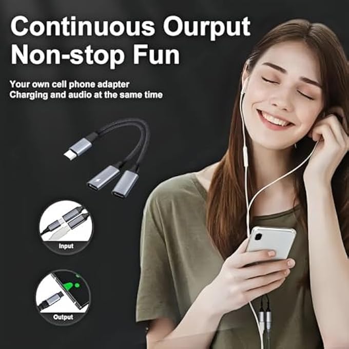 rayihni USB C SPLITTER,US/B C DOUBLE ADAPTER,USB TYPE C DOUBLE SPLITTER HEADPHONE & CHARGER ADAPTER,USBC SPLIT/TER 2 PORT,US/B C HUB,STURDY & DURABLE,2 IN 1 MULTI-FUNCTION ADAPTER,WIDELY COMPATIBLE - Image 3