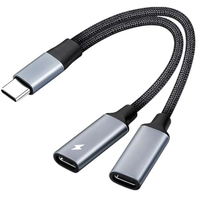 rayihni USB C SPLITTER,US/B C DOUBLE ADAPTER,USB TYPE C DOUBLE SPLITTER HEADPHONE & CHARGER ADAPTER,USBC SPLIT/TER 2 PORT,US/B C HUB,STURDY & DURABLE,2 IN 1 MULTI-FUNCTION ADAPTER,WIDELY COMPATIBLE - Image 1