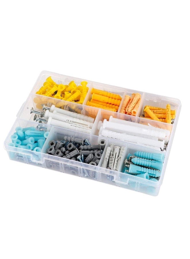 Anmi 300Pcs Drywall Anchors and Screws Assortment Kit Plastic Wall Anchors Flat Head Screws M6 M8 25mm-80mm with Storage Box - Image 2