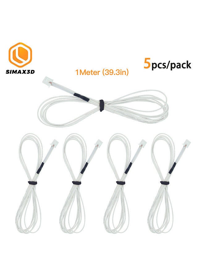 Generic - 3D Printer NTC 3950 Thermistors Temp Sensor NTC3950 100K ohm Compatible for Creality 3 Mega 3D Printer Heatbed or Hot End Extruder 1Meter(39.3in) 5PCS - Image 1