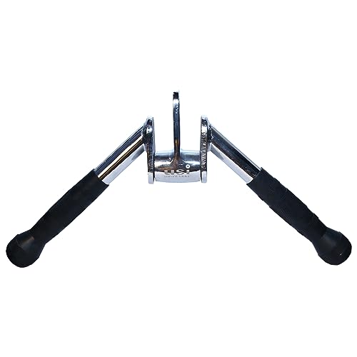 USI UNIVERSAL Cable Machine Attachment LAT Pulldown Attachments Home Gym Triceps Pull Down Attachment Cable Machine Equipments for Home Gym (Silver- Revolving V-Shaped Bar) - Image 1