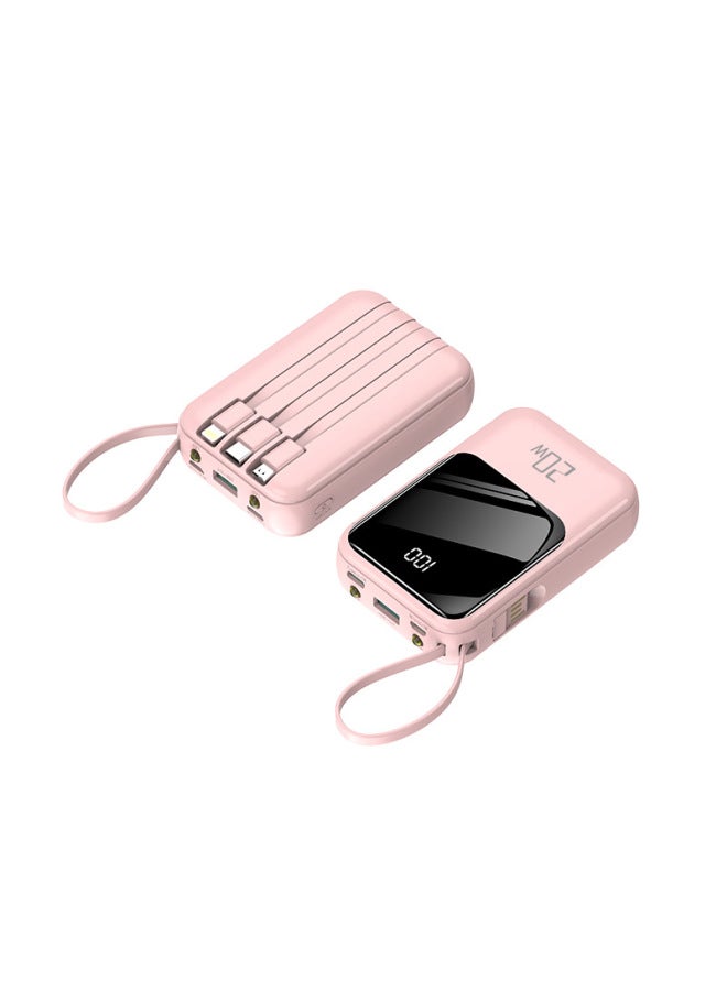 Large Capacity Charging Treasure 20000 MA Fast Charging Cable Compact Portable Mobile Power Gift Custom Wholesale-Color:Pink (precise Digital Display)-Power Capacity:20000 Ma - Image 1