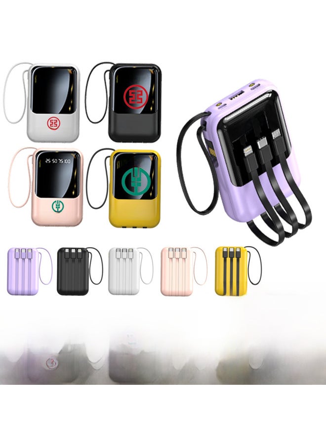 Large Capacity Charging Treasure 20000 MA Fast Charging Cable Compact Portable Mobile Power Gift Custom Wholesale-Color:Pink (precise Digital Display)-Power Capacity:20000 Ma - Image 2
