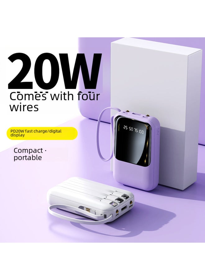 Large Capacity Charging Treasure 20000 MA Fast Charging Cable Compact Portable Mobile Power Gift Custom Wholesale-Color:Pink (precise Digital Display)-Power Capacity:20000 Ma - Image 3