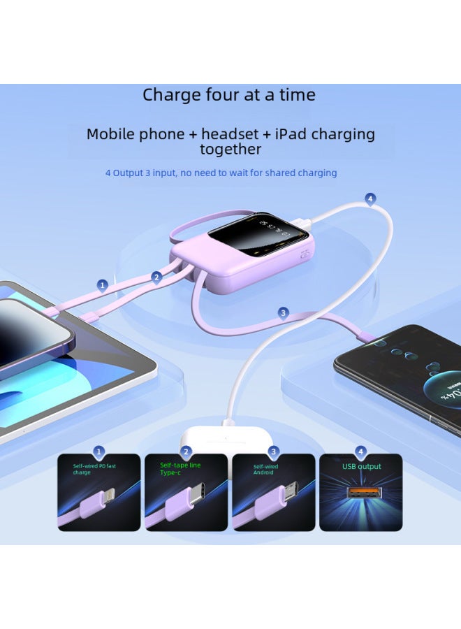 Large Capacity Charging Treasure 20000 MA Fast Charging Cable Compact Portable Mobile Power Gift Custom Wholesale-Color:Pink (precise Digital Display)-Power Capacity:20000 Ma - Image 4