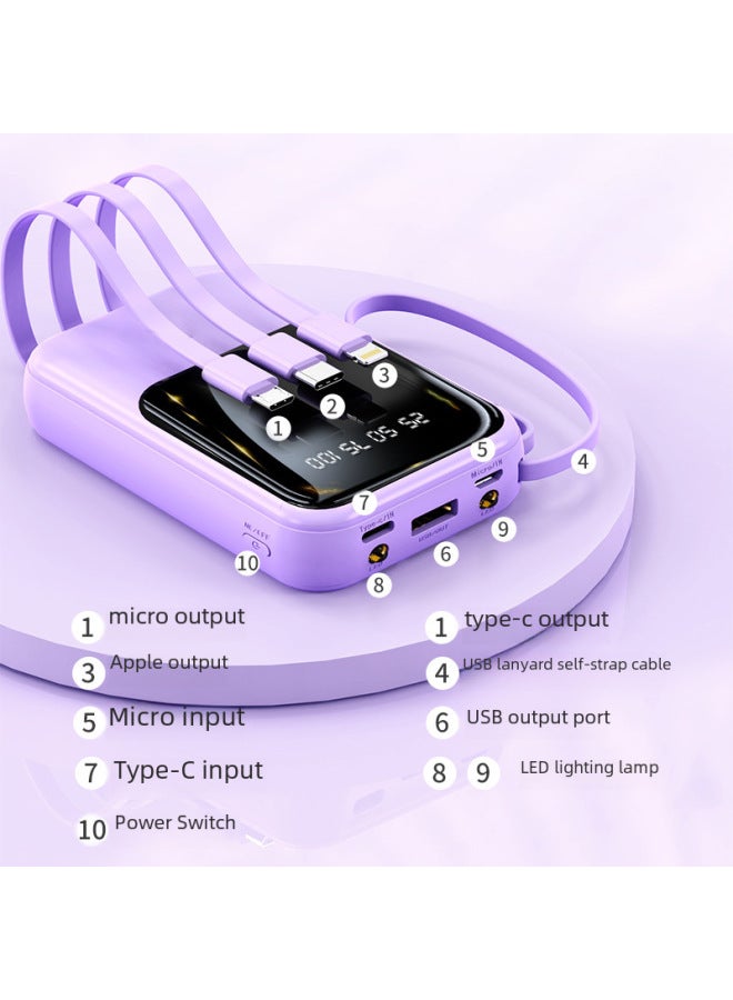 Large Capacity Charging Treasure 20000 MA Fast Charging Cable Compact Portable Mobile Power Gift Custom Wholesale-Color:Pink (precise Digital Display)-Power Capacity:20000 Ma - Image 5