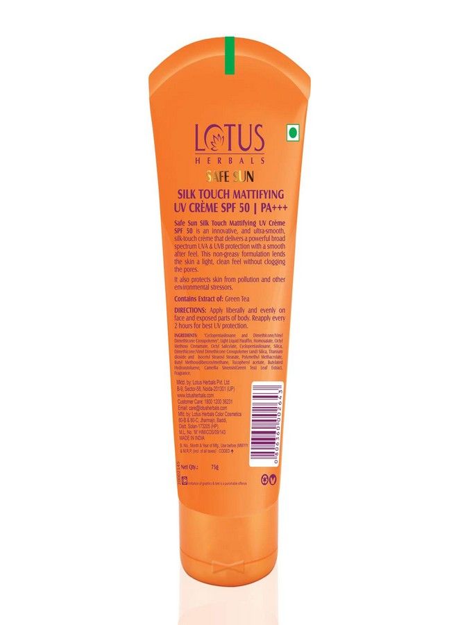 Lotus Herbals Safe Sun Silk Touch Mattifying UV Crème SPF 50 | PA+++, 75g - Image 2