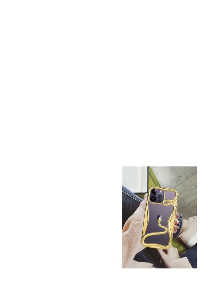 CATANES iPhone 14 Pro Max Case Cover Soft TPU and Glossy with Snake Design - Gold - Image 1