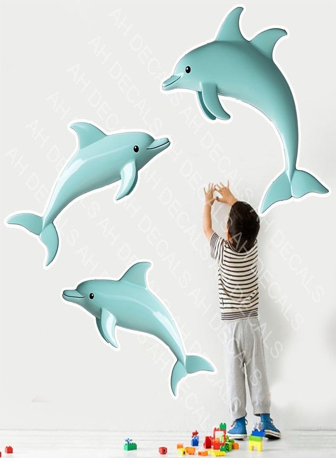 AH Decals Cartoon Dolphin Animated Wall Sticker Beautiful Created Designs Kids Room Sticker Wall, Hall, Living Room,Poster 3D Background Removable Sticker Gallery Poster-Vinyl - Image 2