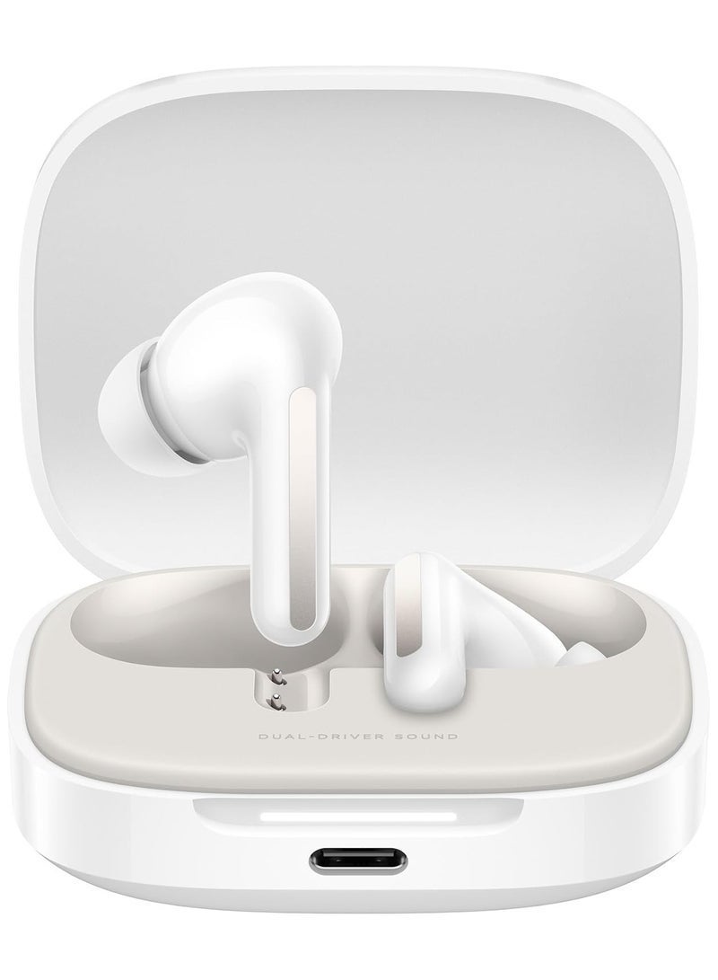 Mi Home Buds 6 | Dual-driver Hi-Fi sound | Up to 49dB and 2kHz ANC | 2 MIC AI noise reduction | Up to 42h battery life with case | IP54 Cloud White - Image 1