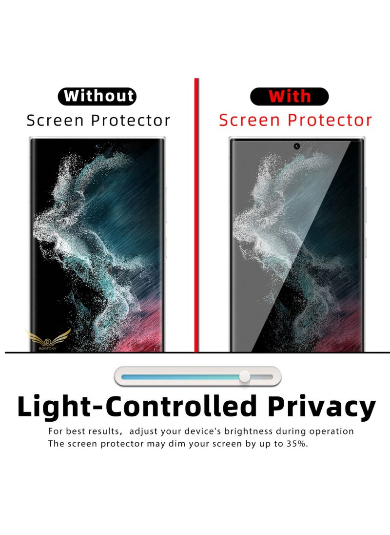 BORTONY Matte Privacy Full Adhesive Flexible Screen Protector [Support in-Screen Unlock] [Anti Spy] [Case Friendly] for Samsung Galaxy S22 Ultra 5G 6.8''  - Image 2