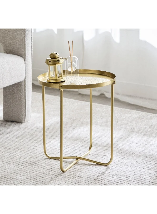Home Box Avya Metal Etched Accent Tray Table - 41x41x45 cm