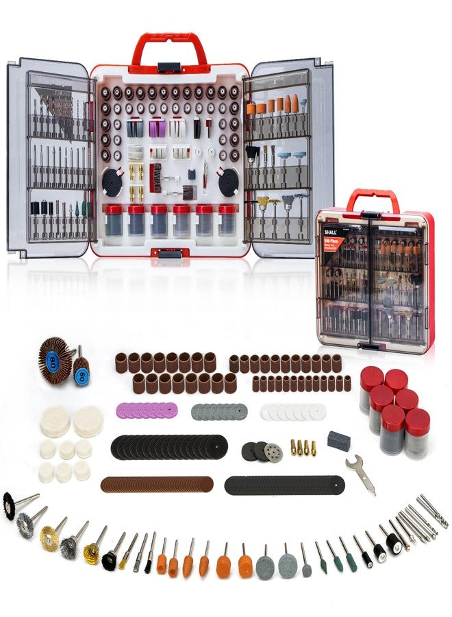 مجموعة ملحقات أدوات الدوران SHALL المكونة من 508 قطعة، رؤوس أدوات دوران عالمية للصنفرة والقطع والطحن والحفر والنحت والنقش والتلميع والتنظيف، ملحقات أدوات الدوران مع حقيبة حمل - Image 1