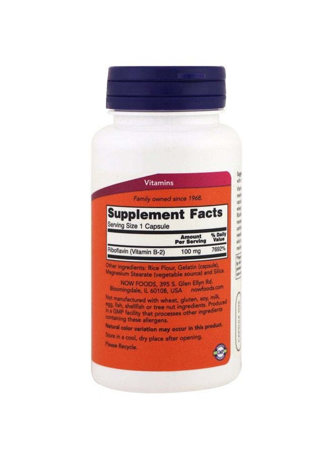 NOW Vitamin B-2 (riboflavin) 100mg, 100 Capsules (Pack of 3) - Image 2