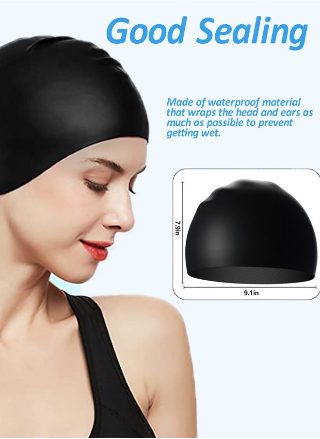 SUCITY - 2 Pcs Silicone Swim Caps with Great Flexibility for Head Protection - Waterproof Swimming Caps with Good Sealing - Durable Silicone Swimming Hats with Internal Non-slip Texture Design - Image 1