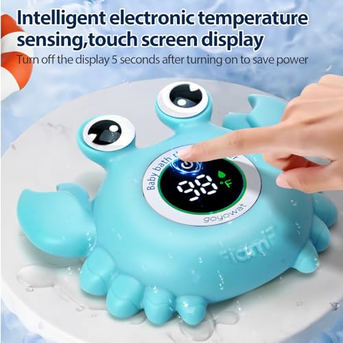 Goyowat Baby Bath Thermometer Crab Toy - Digital Floating Water Thermometer with LED Display & Color Alerts for Infants, Cute Bath Tub Sensor & Safe Bath Time Essential Toy - Image 2