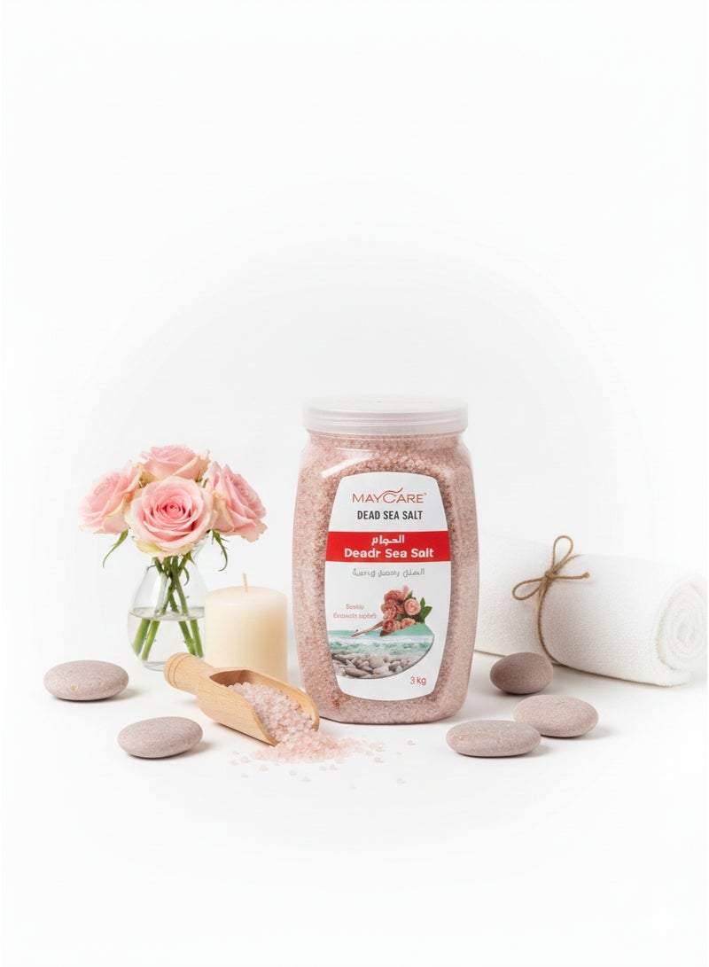 MAYCARE Natural Bath Salts with Refreshing Rose Fragrance, Mineral-Rich, Skin Purifying, Relaxation & Spa, 100% Natural Dead Sea Minerals, 3 kg - Image 1