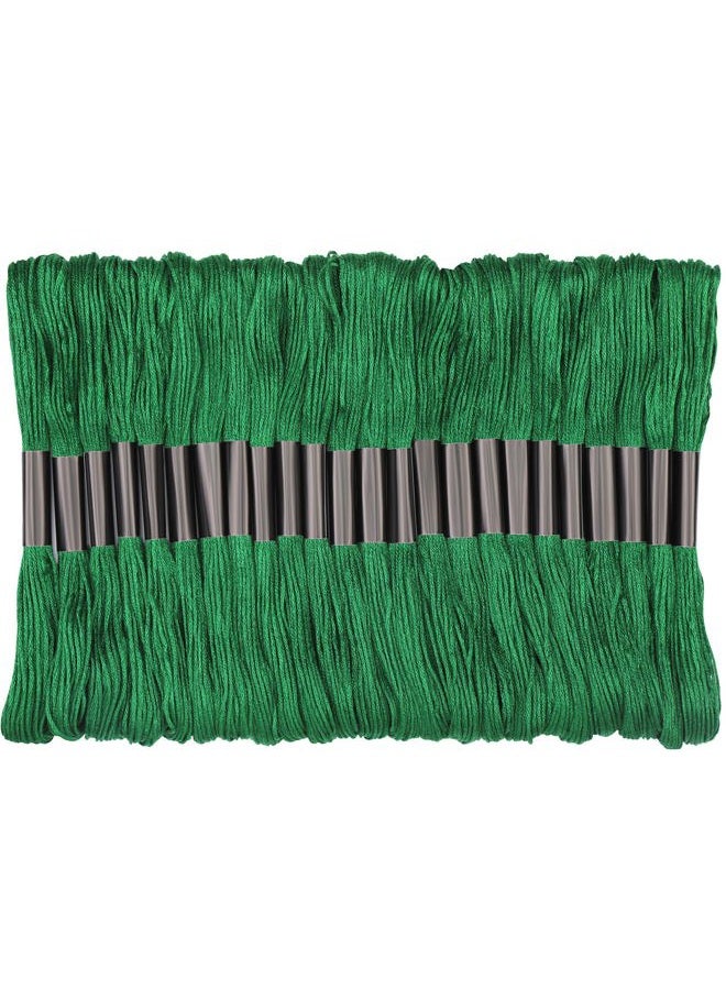 Dercuy 24 Skeins Embroidery Thread,Green Embroidery Cross Floss, Embroidery Thread Floss Set with Plastic Floss Bobbins,Needle Threader, Hand Sewing Needle - Image 1
