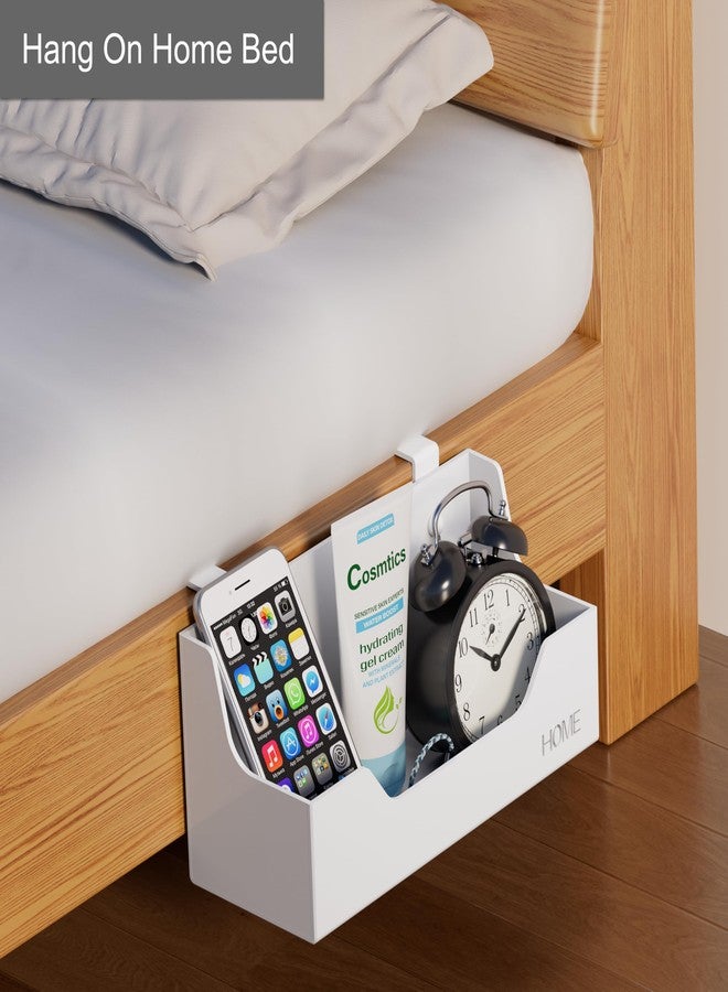 MATIMASU Bedside Caddy Hanging Storage Basket Little Size Plastic Beside Shelf Hang-on Storage Organizer for Collage Dorm Bunk Bed,Changing Table - Bedroom Essentials for Phone,Mini Speaker,Tissues (White) - Image 5