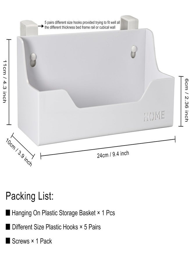 MATIMASU Bedside Caddy Hanging Storage Basket Little Size Plastic Beside Shelf Hang-on Storage Organizer for Collage Dorm Bunk Bed,Changing Table - Bedroom Essentials for Phone,Mini Speaker,Tissues (White) - Image 2