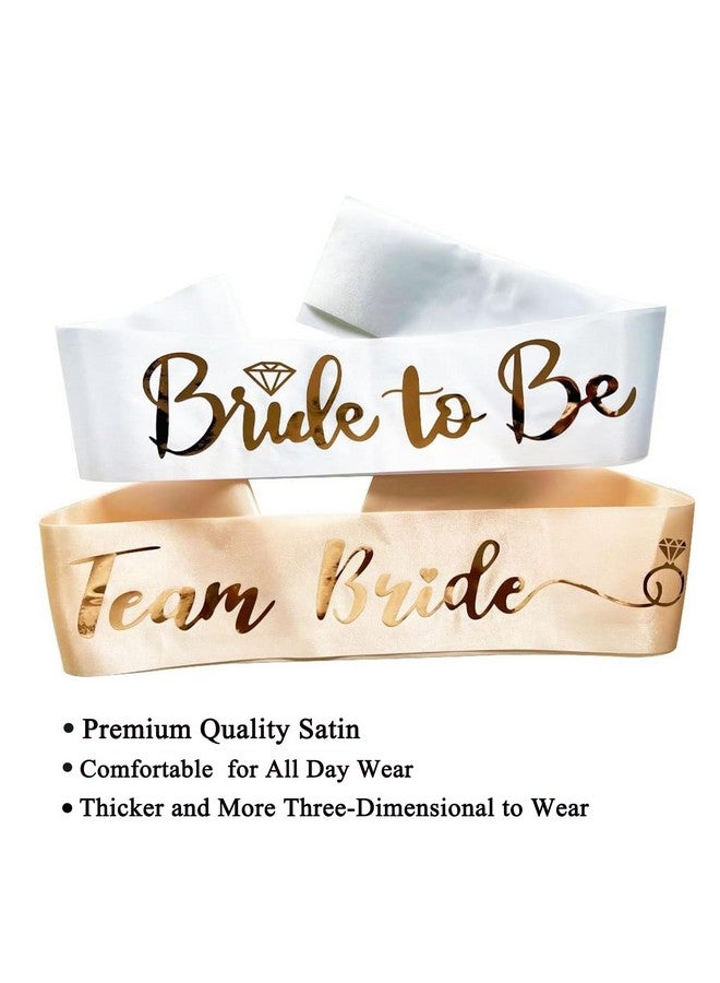 Jozlynn Team Bride Sash Set 1 White Bride To Be Sash And 6 Team Bride Sashes Bachelorette Party Supplies With Shiny Rose-Gold Font Bachelorette Sash Bridesmaid Sashes For Bridal Party And Wedding (7) - Image 1