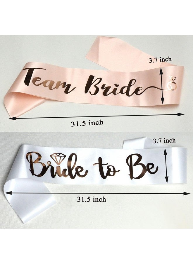 Jozlynn Team Bride Sash Set 1 White Bride To Be Sash And 6 Team Bride Sashes Bachelorette Party Supplies With Shiny Rose-Gold Font Bachelorette Sash Bridesmaid Sashes For Bridal Party And Wedding (7) - Image 2