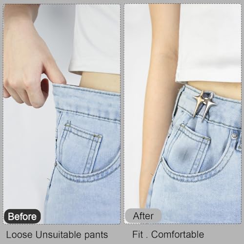 PALAY® 4 Pairs Adjustable Waist Buckle Loose Jeans Button, Star-shaped Instant Jeans Tightening Clips, Detachable Waist Button Pins for Pants, Skirt - Image 5