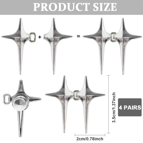 PALAY® 4 Pairs Adjustable Waist Buckle Loose Jeans Button, Star-shaped Instant Jeans Tightening Clips, Detachable Waist Button Pins for Pants, Skirt - Image 2